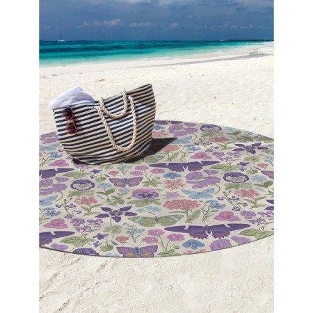 Pareo and beach rug "Butterfly and leaves", d = 150 cm-2