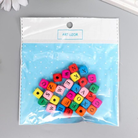 Beads for creativity tree "Alphabet on cubes" set of 30 pcs 1x1 cm-3
