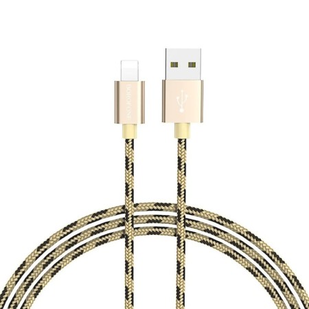 Cable Borofone BX24, Lightning - USB, 2.4 A, 1 m, nylon braid, golden-2