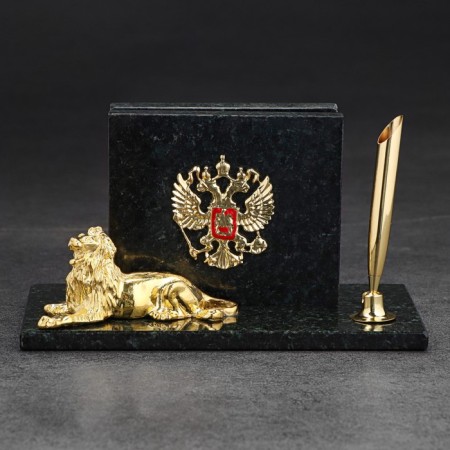 Набор настольный "Герб с львом", змеевик-1