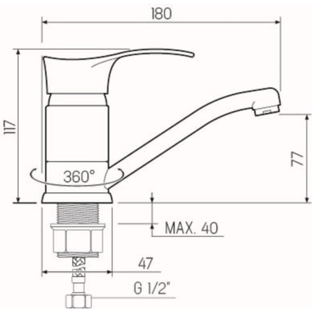 RMS SL86-004FBS-15 kitchen mixer, single-leaf, pour 15 cm, on spilkke, chrome-2