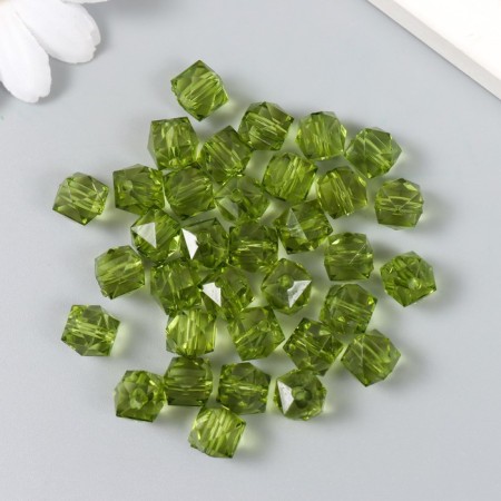 Plastic beads "Crystal polyhedron. Dark olive" Transparent set of 20 g 1x1x1 cm-1