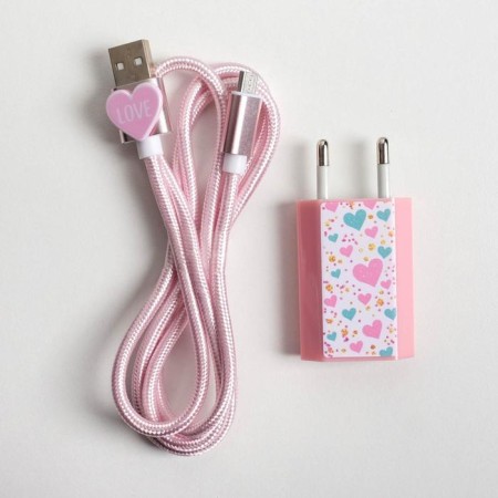 Set of USB cable - Micro USB and plug "love", 1 m-4