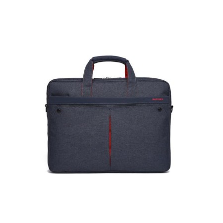 Business bag, lightning department, external pocket, mount on the suitcase, blue color