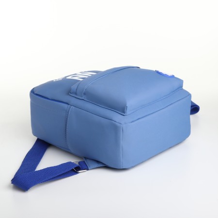 A backpack with a zipper, external pocket, blue color-2