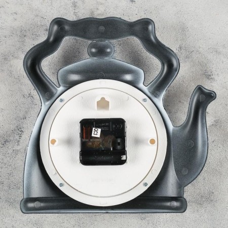 Wall clock, series: kitchen, "kettle", discrete move, D-13 cm, 24 x 23 cm-2