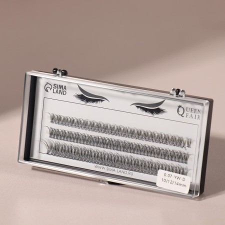 A set of overhead eyelashes "Lastochkin tail", bundles, 12 mm, thickness 0.07 mm, bend C, 12 D-2