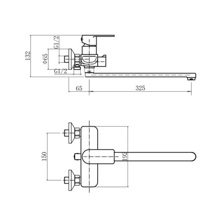 Bath mixer Fashun A52219-17, single-leaf, pour 325 mm, with shower set, graphite 968666-2
