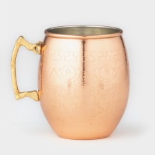 Copper mug, 400 ml, d = 7.5 cm, h = 9 cm, brass handle, with a pattern, 1 variety