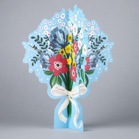 Volumetric cards "Flowers", 13.3 x 16.7 cm