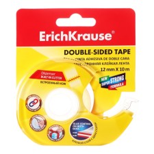 Bilateral adhesive tape Erichkrause, transparent, 12mmx10m, in the dispenser