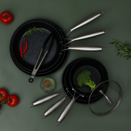 Pan Magistro Rock Stone, D = 26 cm, h = 4.8 cm, anti -stick coating, induction, black color-10