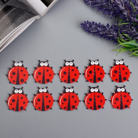 Buttons wood for creativity 2 punctures "ladybugs" set 10 pcs 2.7x3 cm-2