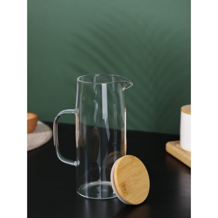 Glass jug with a bamboo cover "Eco", 1 l-2