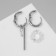 Earrings with the removable element "Transformer" circle, white color in silver