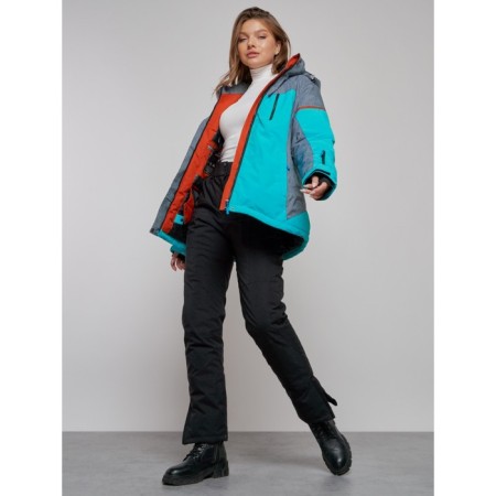 Ski jacket female winter, size 60, turquoise color-21