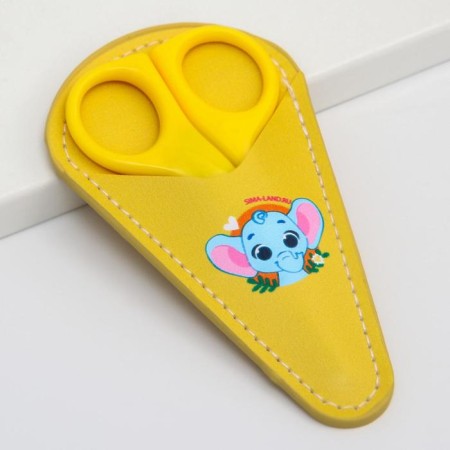 Children's, safe, manicure scissors "Elephant", yellow color
