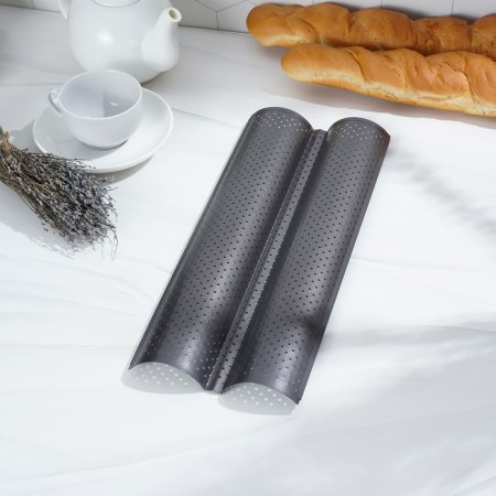 Baking shape perforated share "Bread. Baget ", 38 × 16.5 × 2.5 cm, anti -stick coating-4