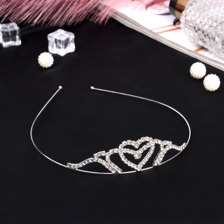 Hair diadem "Silva" heart tenderness, 9 × 2.5 cm, silver