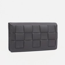 Women's wallet on the button, gray color