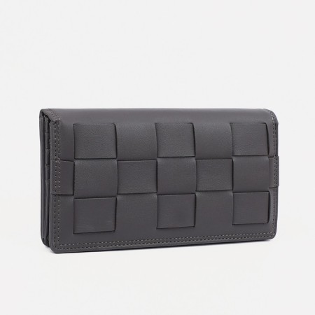 Women's wallet on the button, gray color
