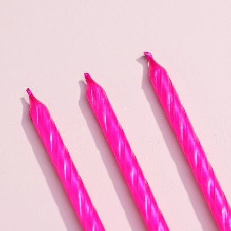 Candles for the cake "Classic" with a stand, 13 cm, 6 pcs, pink-2