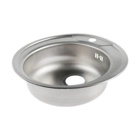 Kitchen sink "Vladiks", cut, with siphon, d = 49 cm, stainless steel 0.6 mm, decor-1