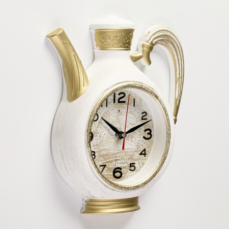 Wall -wall clocks for the kitchen "Teaker", silent, 26.5 x 24 cm, white with gold, aa-1