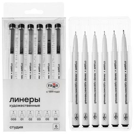 A set of capillary handles, Liners Gamma Studio, 6 pieces: 0.05, 0.1, 0.2, 0.3, 0.5, 0.8, black