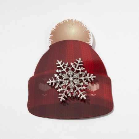 Brooch New Year's "Snowflake" with the core, make a desire, white color in silver