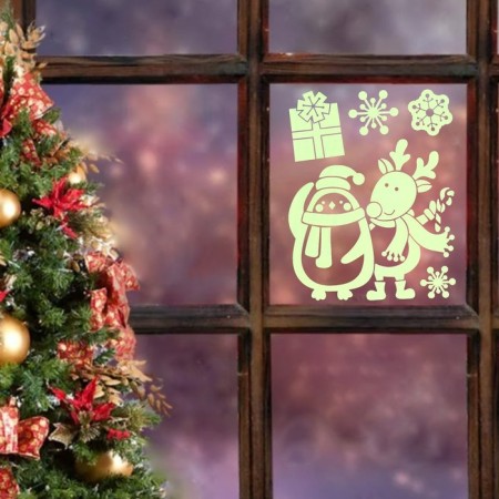 Stickers on the windows "New Year" deer, penguin, 28 x 19 cm-3