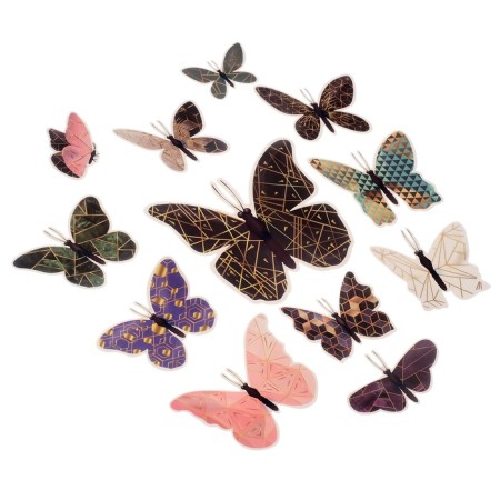 Butterflies cardboard "Geometry with gold" set 12 pcs h = 4-10 cm on magnet-5