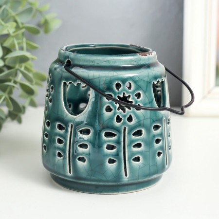 Ceramics candlestick for 1 candle "Lantern. Tulips and dandelions" MIX 10x10x10 cm-2