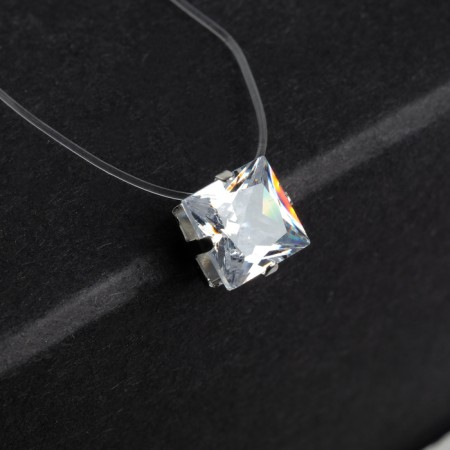 Piece "on the fishing line" Cube, white color in silver, 30 cm