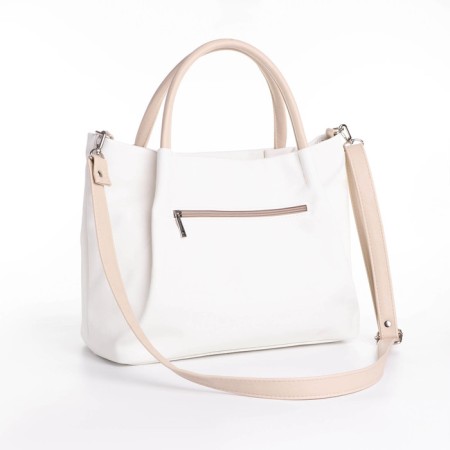 The bag is female, medium size, long belt, white color-2