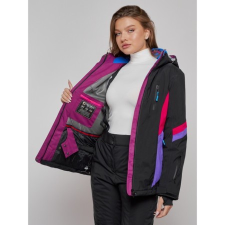 Ski jacket female winter, size 48, black color-15