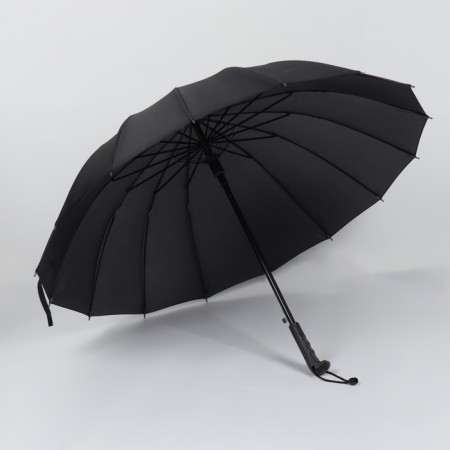 Umbrella - semi -automatic cane "plain", 16 knitting needles, r = 48 cm, black color-2