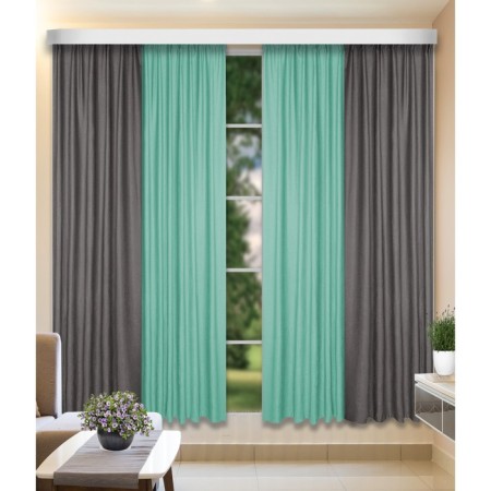 Set of curtains, size 160x260 cm, 2 pcs, gray color, turquoise