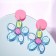 Earrings plastic "drawing" Flower, colored