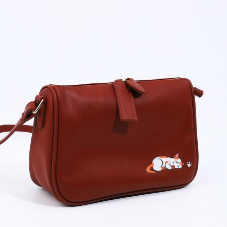 Cross-Bodi Bag on a zipper, brown color-2