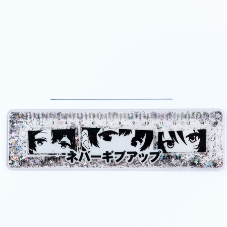 Ruler - shaker with sparkles "Never Give Up", 15 cm-3