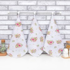A set of kitchen towels of the Dolyan Roses On Linen 35x60 cm - 3 pcs., 100% cotton, mittle 164 g/m2