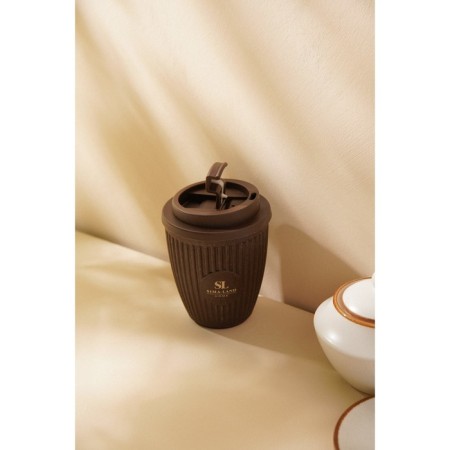A glass with a lid SL Home, 250 ml, 9.5 × 9.5 × 12.5 cm, brown color-8