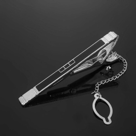 Clime for a steel tie "Classic" squares with enamel, black color in silver-1