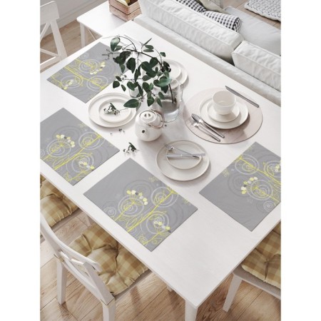 A set of napkins for setting the table "Flowers with a butterfly", rectangular, size 32x46 cm, 4 pcs-1