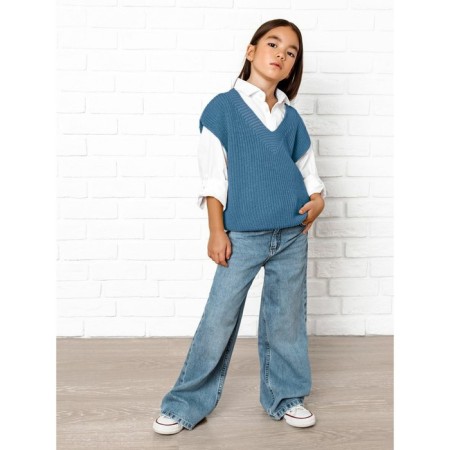 Vest for girl Knit, height 146 cm, blue color-6