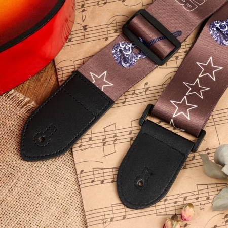 STARS guitar belt, 60-117 x 5 cm, brown-2
