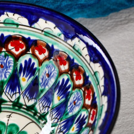 Rishtan ceramics "Patterns", 18 cm, large, blue-3