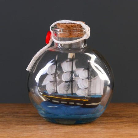 The souvenir ship "Be happy", in a bottle, vertical. 10*12cm-2