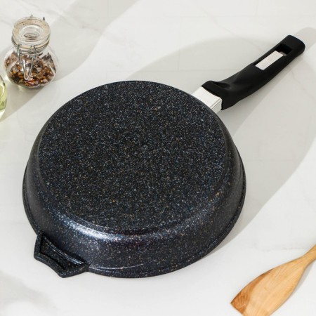 Granite Star pan, d = 24 cm, glass cover, anti -stick coating, black color-2